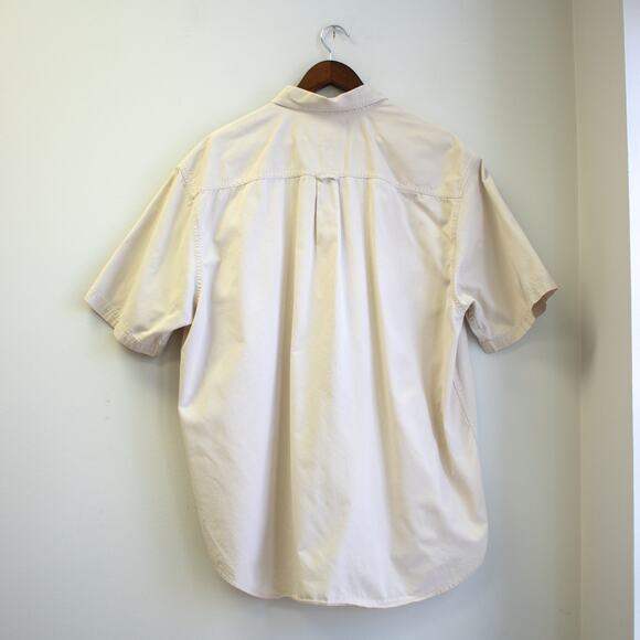 Eddie Bauer Khaki Short Sleeve Button-down Size Large - Picture 5 of 6